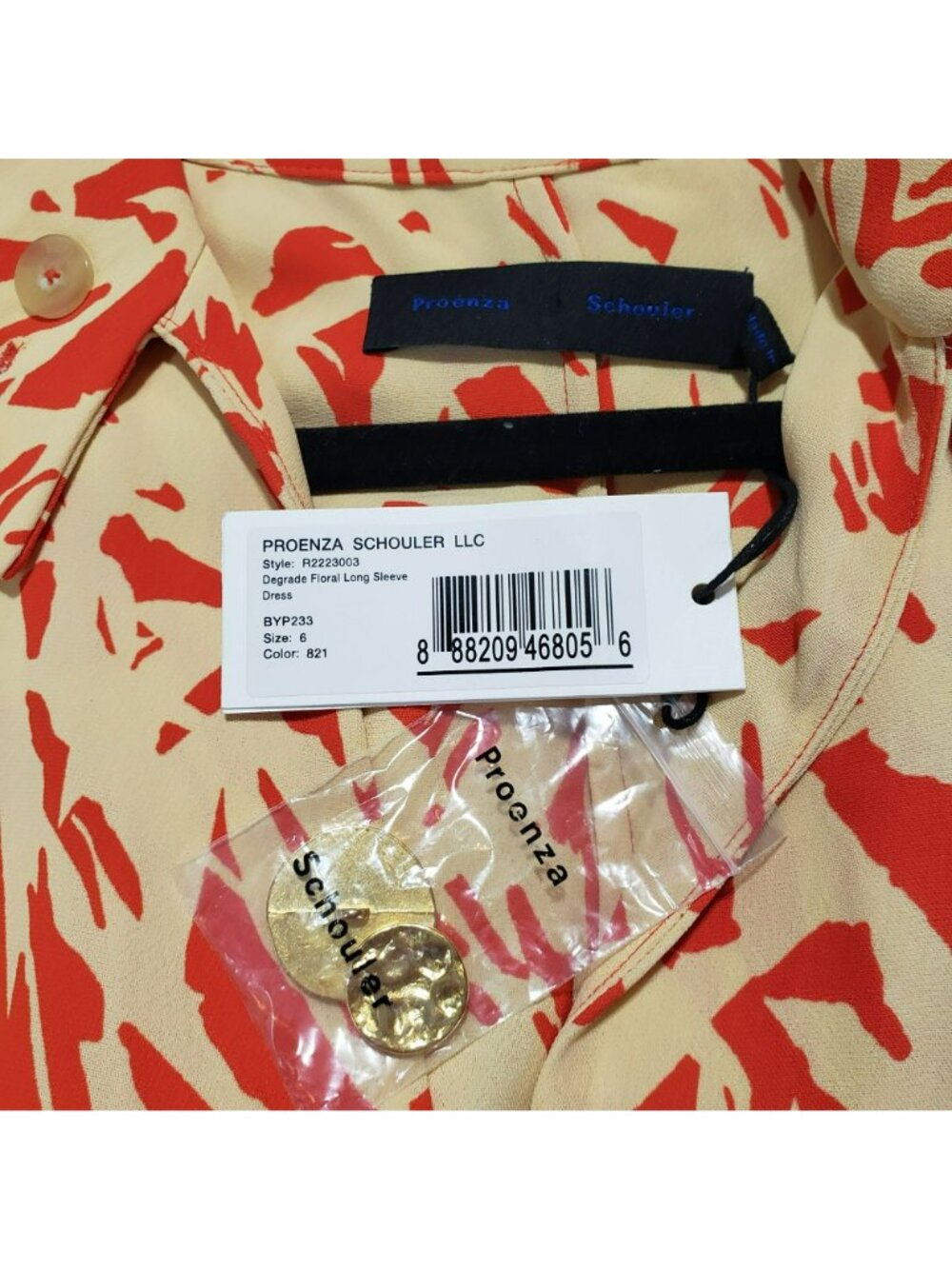 NEW Proenza Schouler $1390 Draped Floral Long Sleeve Red Yellow Maxi Dress - Picture 6 of 16